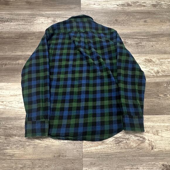 Eddie Bauer Flannel Shirt Black Green Mens L Gingham Check Button Up Autumn - Picture 5 of 10